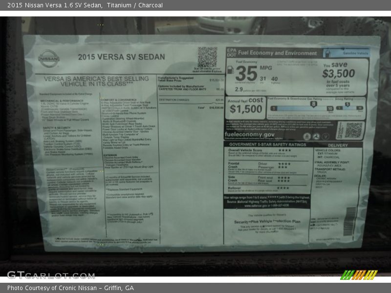 Titanium / Charcoal 2015 Nissan Versa 1.6 SV Sedan