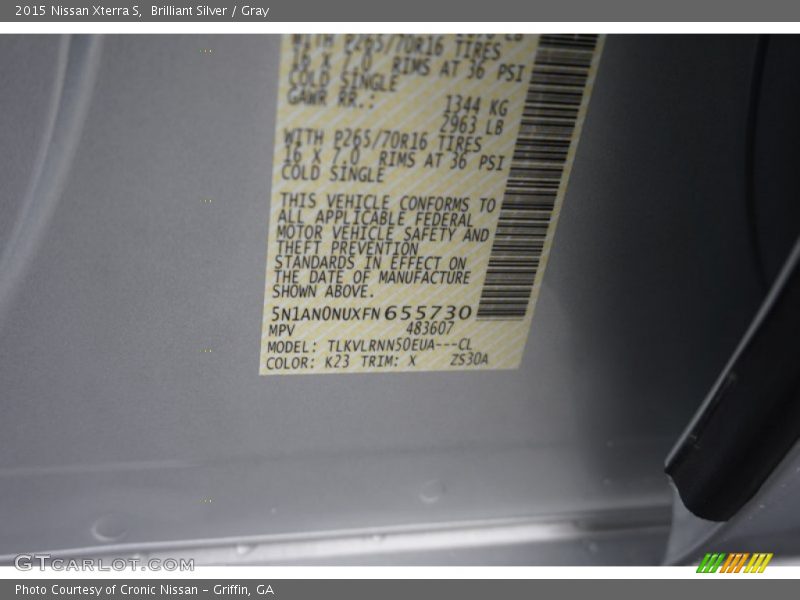 2015 Xterra S Brilliant Silver Color Code K23