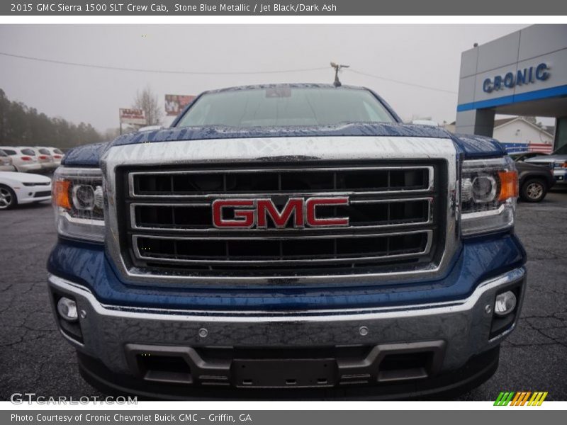 Stone Blue Metallic / Jet Black/Dark Ash 2015 GMC Sierra 1500 SLT Crew Cab