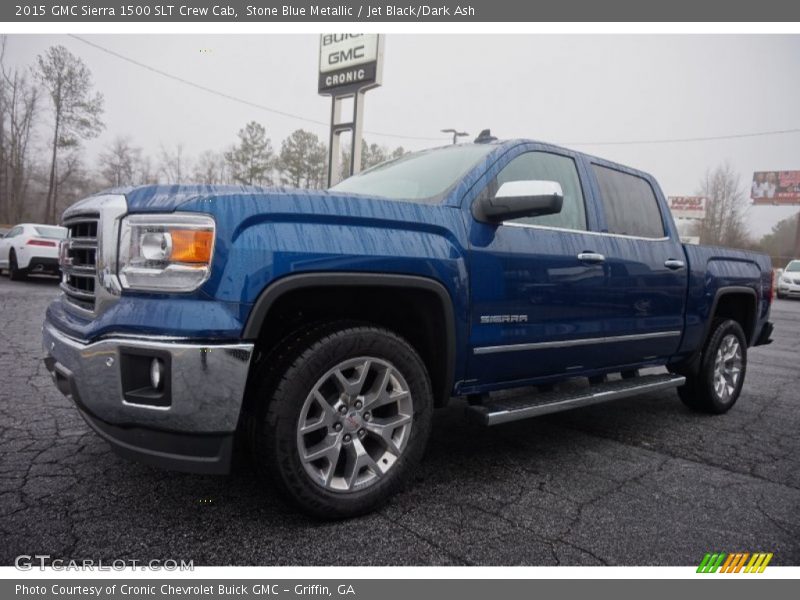 Stone Blue Metallic / Jet Black/Dark Ash 2015 GMC Sierra 1500 SLT Crew Cab