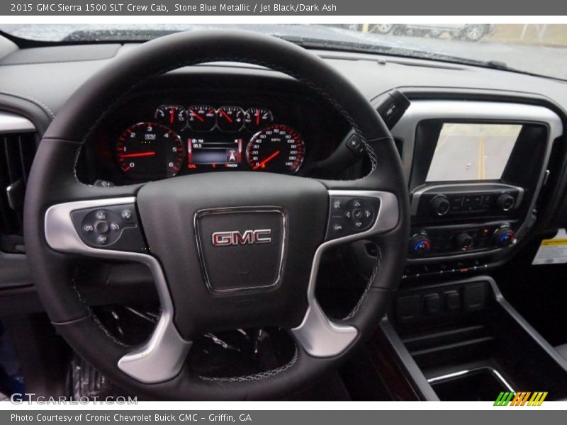 Stone Blue Metallic / Jet Black/Dark Ash 2015 GMC Sierra 1500 SLT Crew Cab