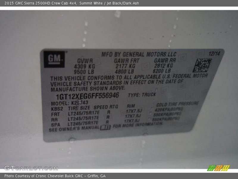 Summit White / Jet Black/Dark Ash 2015 GMC Sierra 2500HD Crew Cab 4x4