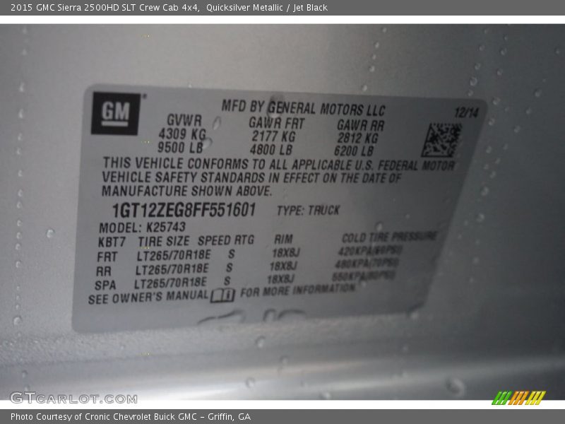 Quicksilver Metallic / Jet Black 2015 GMC Sierra 2500HD SLT Crew Cab 4x4