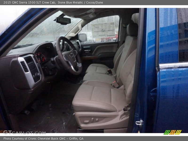 Stone Blue Metallic / Cocoa/Dune 2015 GMC Sierra 1500 SLT Crew Cab