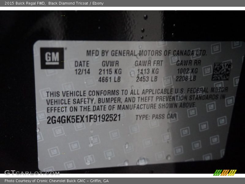 Black Diamond Tricoat / Ebony 2015 Buick Regal FWD