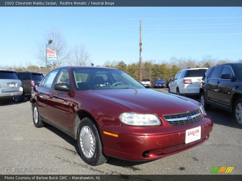 Redfire Metallic / Neutral Beige 2003 Chevrolet Malibu Sedan