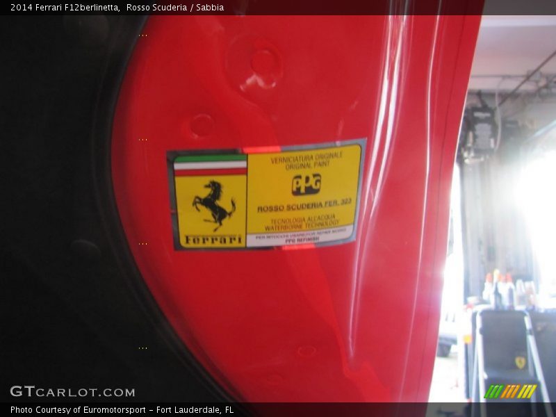 2014 F12berlinetta  Rosso Scuderia Color Code 323