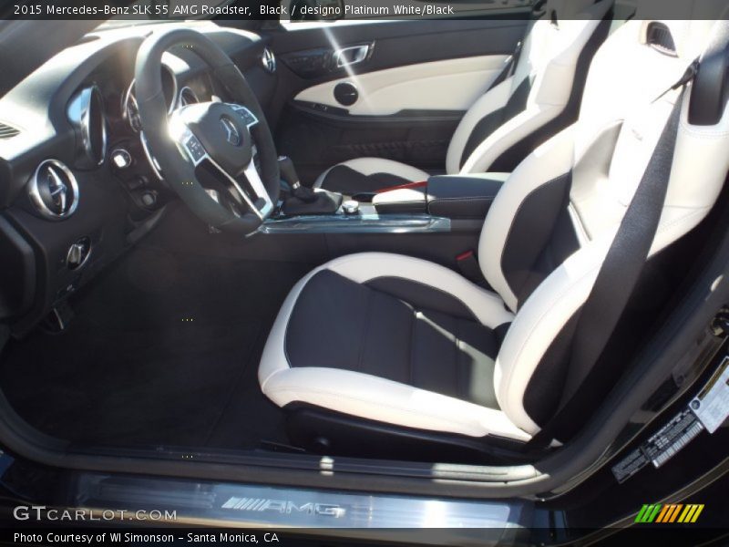  2015 SLK 55 AMG Roadster designo Platinum White/Black Interior
