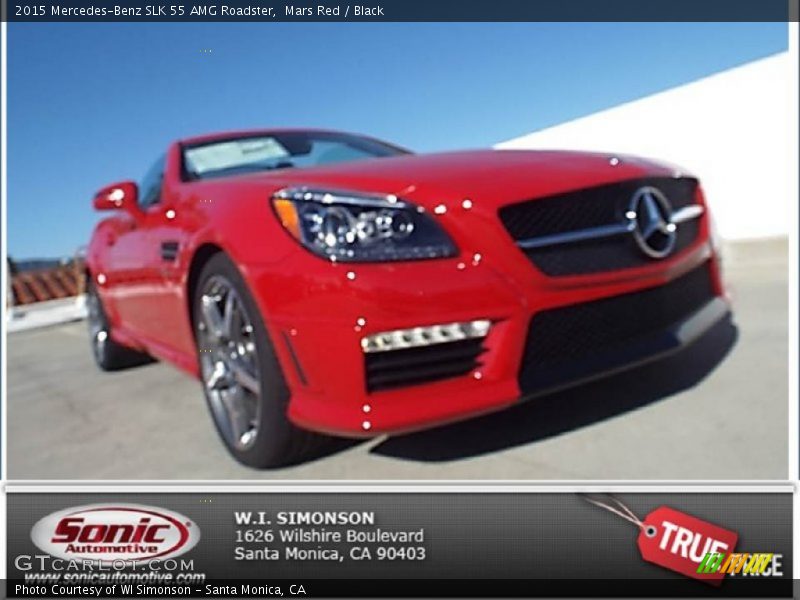Mars Red / Black 2015 Mercedes-Benz SLK 55 AMG Roadster