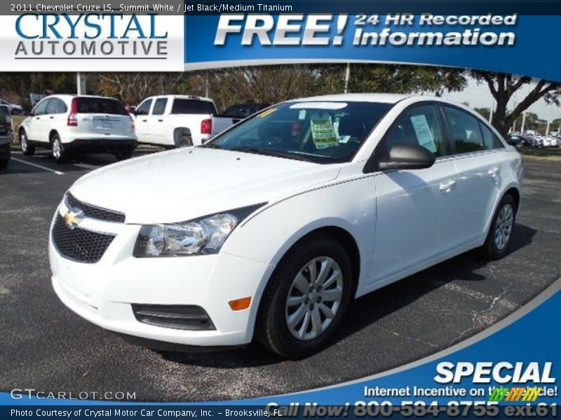 Summit White / Jet Black/Medium Titanium 2011 Chevrolet Cruze LS