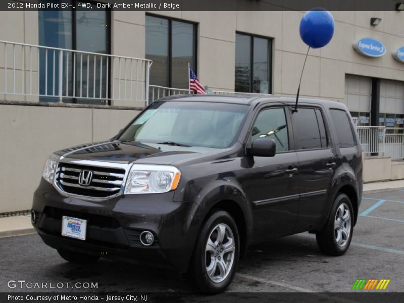 Dark Amber Metallic / Beige 2012 Honda Pilot EX-L 4WD