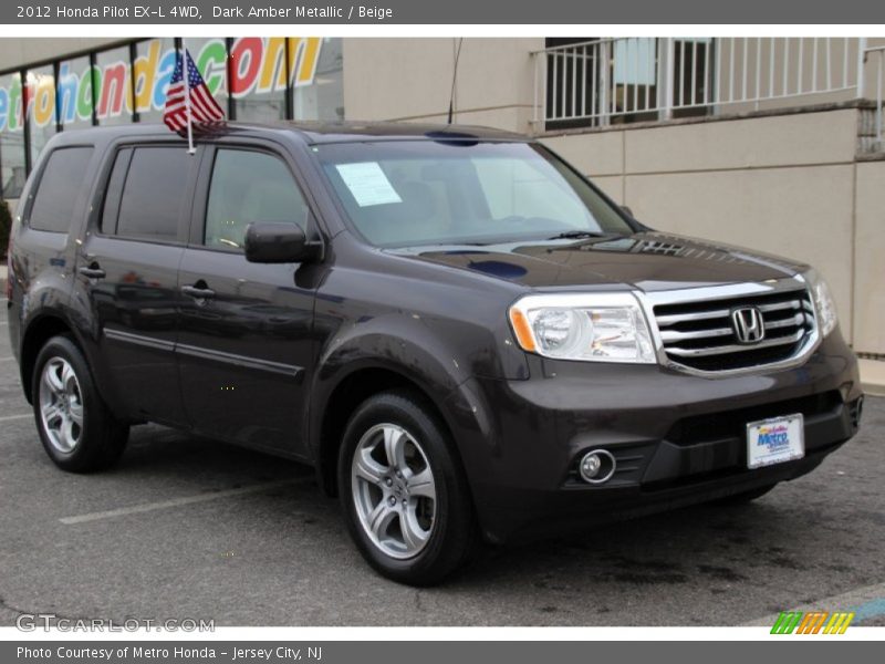 Dark Amber Metallic / Beige 2012 Honda Pilot EX-L 4WD