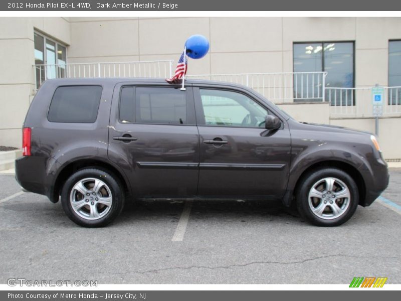 Dark Amber Metallic / Beige 2012 Honda Pilot EX-L 4WD