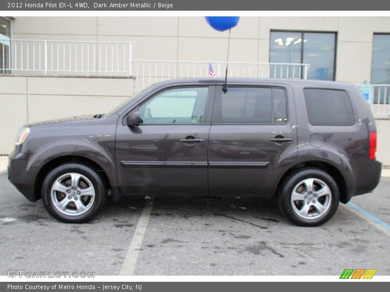 Dark Amber Metallic / Beige 2012 Honda Pilot EX-L 4WD