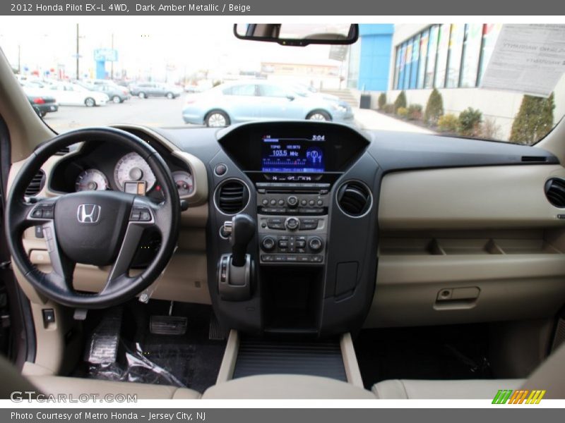 Dark Amber Metallic / Beige 2012 Honda Pilot EX-L 4WD