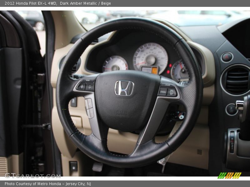 Dark Amber Metallic / Beige 2012 Honda Pilot EX-L 4WD