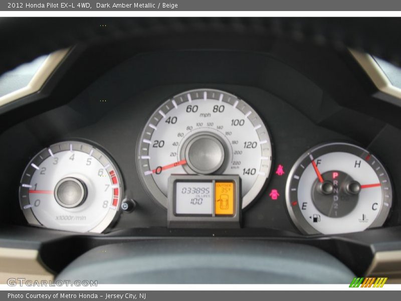 Dark Amber Metallic / Beige 2012 Honda Pilot EX-L 4WD