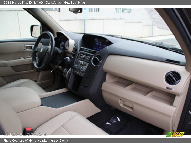 Dark Amber Metallic / Beige 2012 Honda Pilot EX-L 4WD