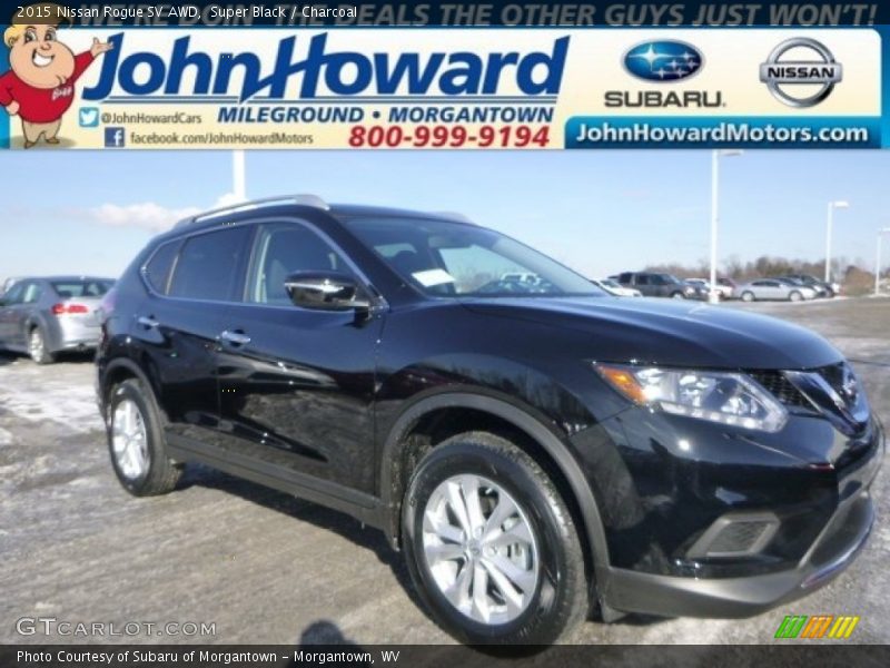 Super Black / Charcoal 2015 Nissan Rogue SV AWD