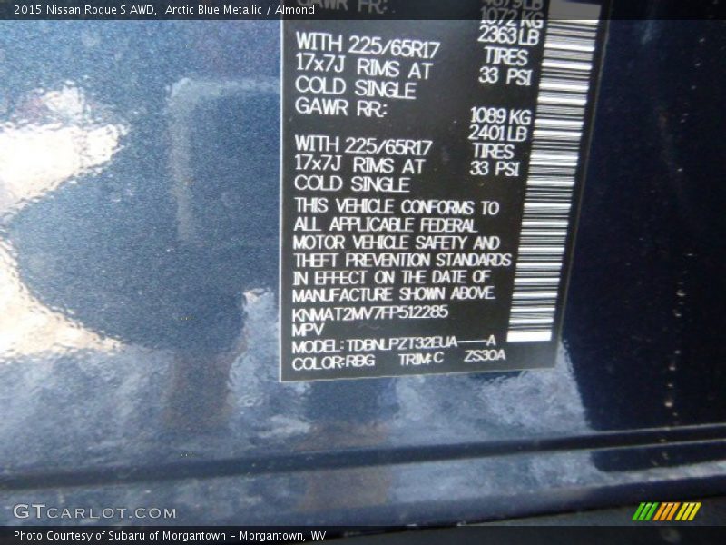 Arctic Blue Metallic / Almond 2015 Nissan Rogue S AWD