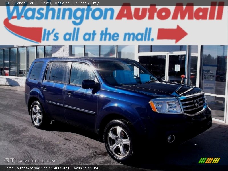 Obsidian Blue Pearl / Gray 2013 Honda Pilot EX-L 4WD