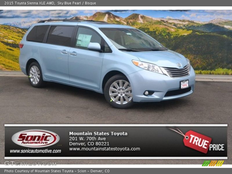 Sky Blue Pearl / Bisque 2015 Toyota Sienna XLE AWD