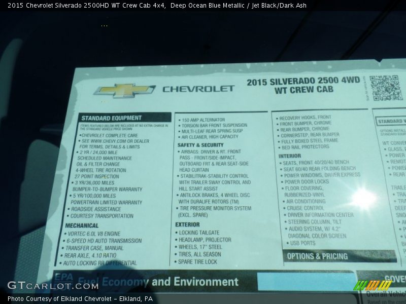 Deep Ocean Blue Metallic / Jet Black/Dark Ash 2015 Chevrolet Silverado 2500HD WT Crew Cab 4x4
