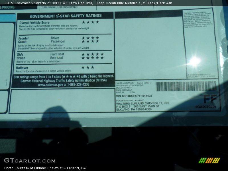 Deep Ocean Blue Metallic / Jet Black/Dark Ash 2015 Chevrolet Silverado 2500HD WT Crew Cab 4x4