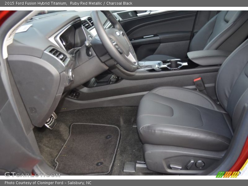 Ruby Red Metallic / Charcoal Black 2015 Ford Fusion Hybrid Titanium
