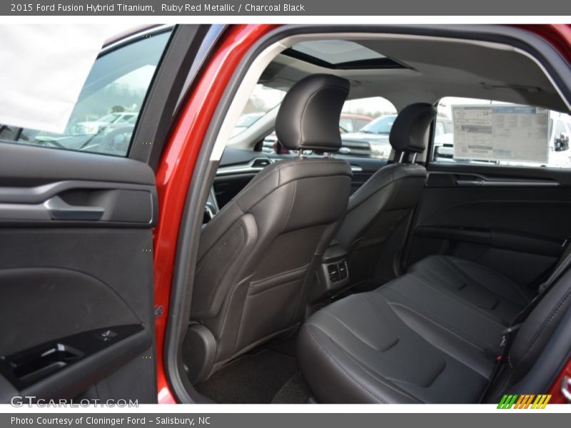 Ruby Red Metallic / Charcoal Black 2015 Ford Fusion Hybrid Titanium
