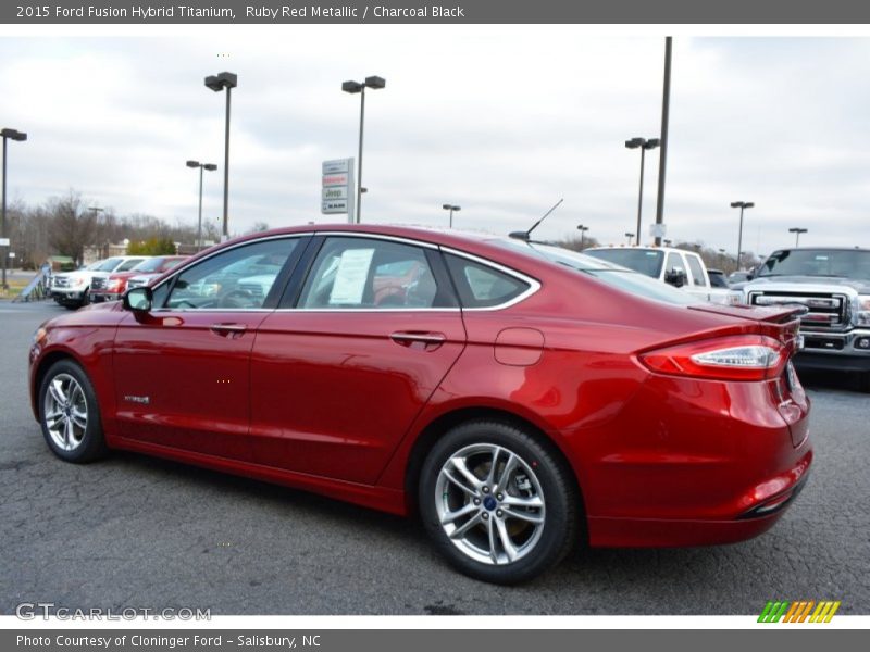 Ruby Red Metallic / Charcoal Black 2015 Ford Fusion Hybrid Titanium