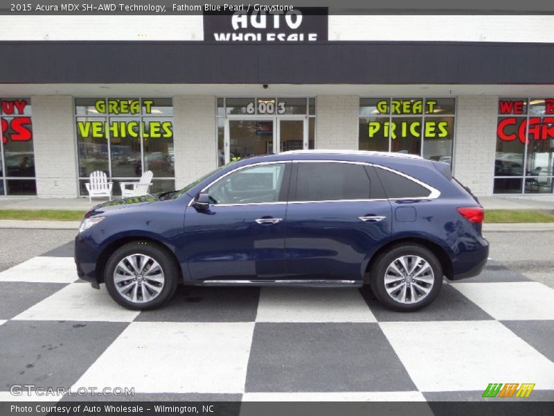Fathom Blue Pearl / Graystone 2015 Acura MDX SH-AWD Technology