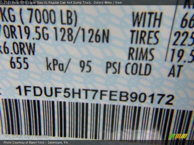 Oxford White / Steel 2015 Ford F550 Super Duty XL Regular Cab 4x4 Dump Truck
