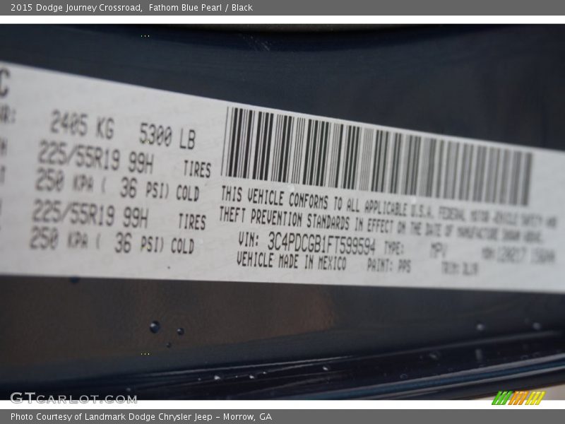Fathom Blue Pearl / Black 2015 Dodge Journey Crossroad