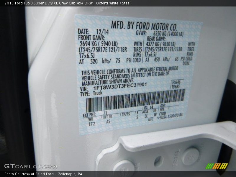 Oxford White / Steel 2015 Ford F350 Super Duty XL Crew Cab 4x4 DRW