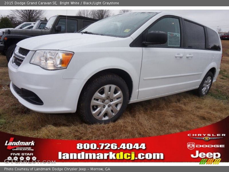 Bright White / Black/Light Graystone 2015 Dodge Grand Caravan SE