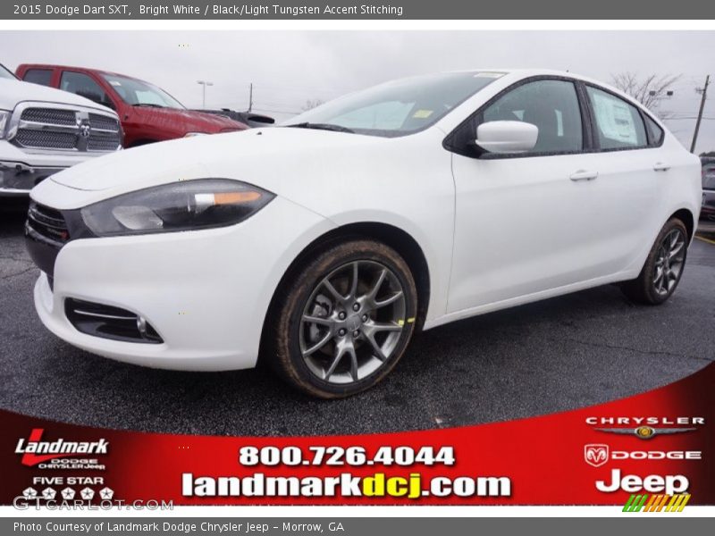 Bright White / Black/Light Tungsten Accent Stitching 2015 Dodge Dart SXT