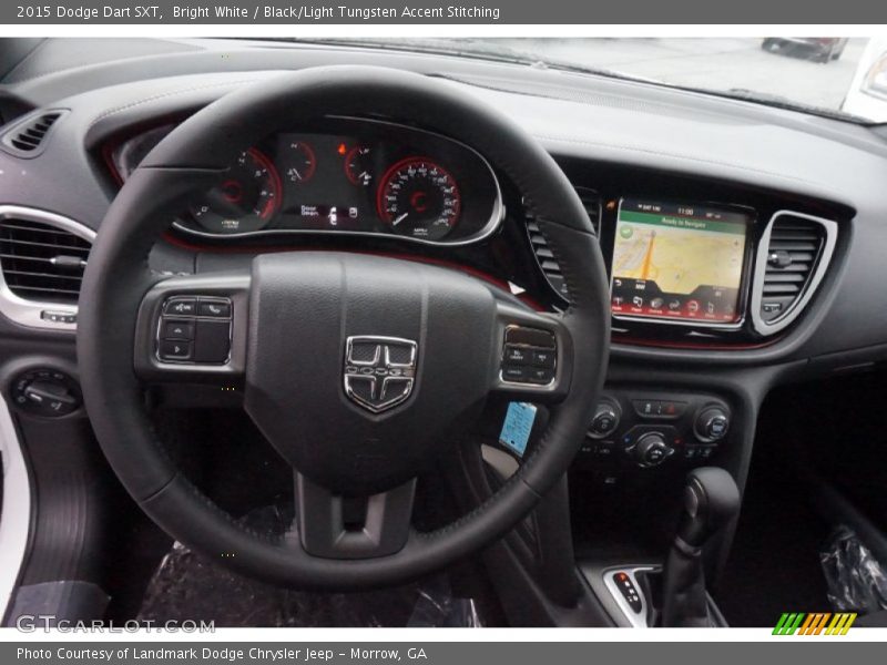 Bright White / Black/Light Tungsten Accent Stitching 2015 Dodge Dart SXT