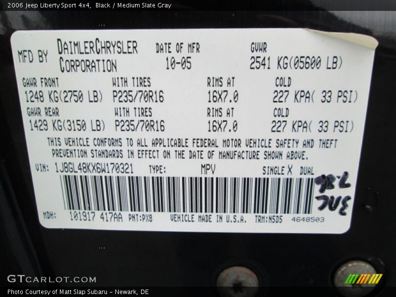 Black / Medium Slate Gray 2006 Jeep Liberty Sport 4x4