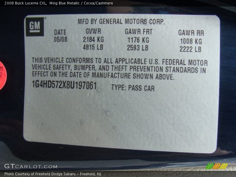 Ming Blue Metallic / Cocoa/Cashmere 2008 Buick Lucerne CXL