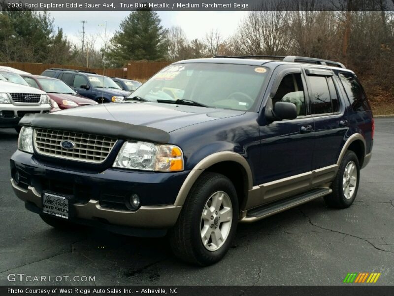 True Blue Metallic / Medium Parchment Beige 2003 Ford Explorer Eddie Bauer 4x4