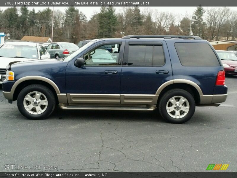 True Blue Metallic / Medium Parchment Beige 2003 Ford Explorer Eddie Bauer 4x4