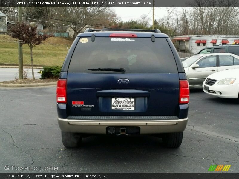 True Blue Metallic / Medium Parchment Beige 2003 Ford Explorer Eddie Bauer 4x4