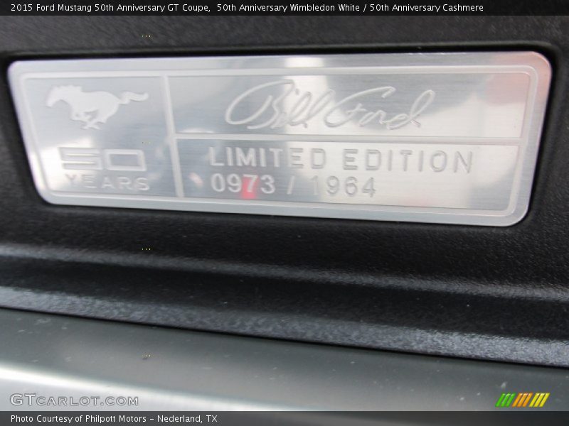 50th Anniversary Wimbledon White / 50th Anniversary Cashmere 2015 Ford Mustang 50th Anniversary GT Coupe