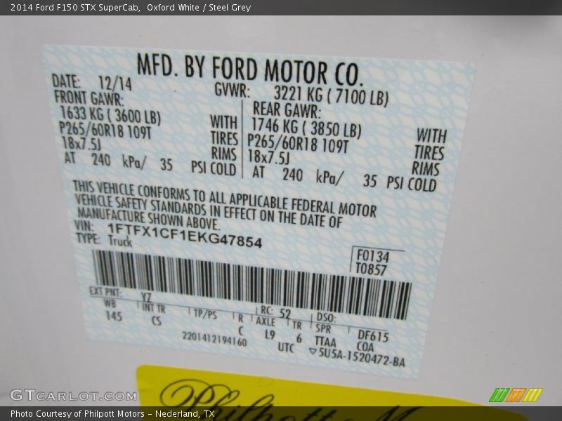 Oxford White / Steel Grey 2014 Ford F150 STX SuperCab