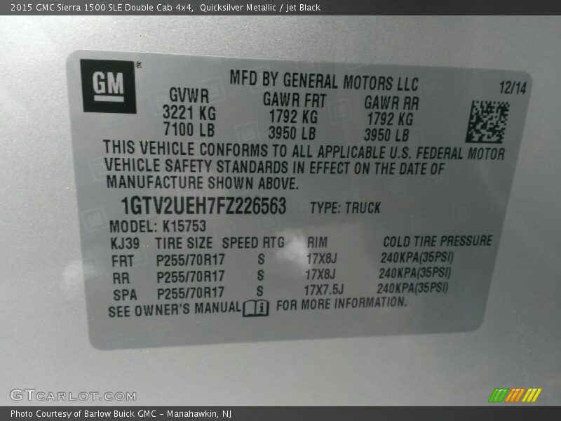 Quicksilver Metallic / Jet Black 2015 GMC Sierra 1500 SLE Double Cab 4x4
