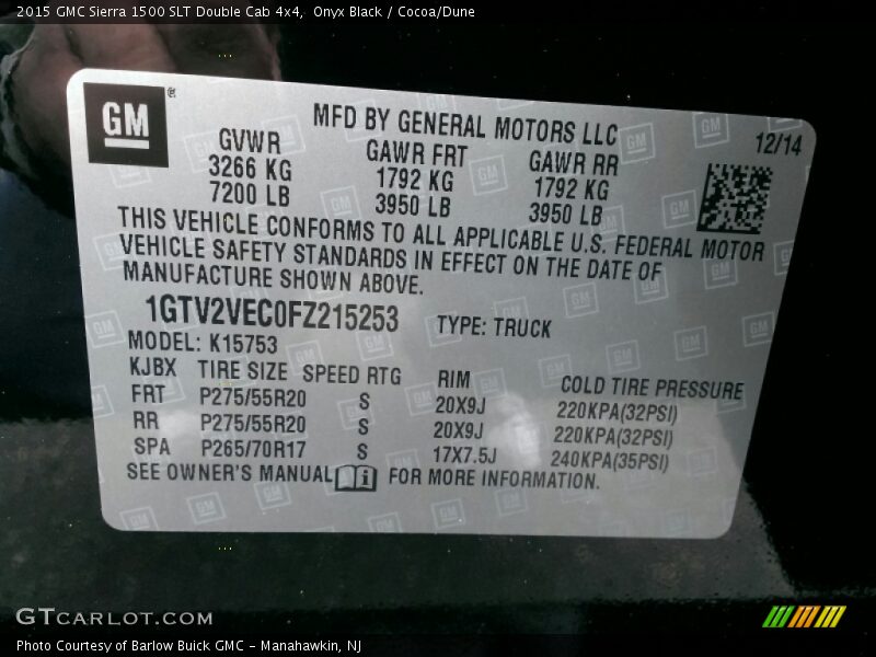 Onyx Black / Cocoa/Dune 2015 GMC Sierra 1500 SLT Double Cab 4x4
