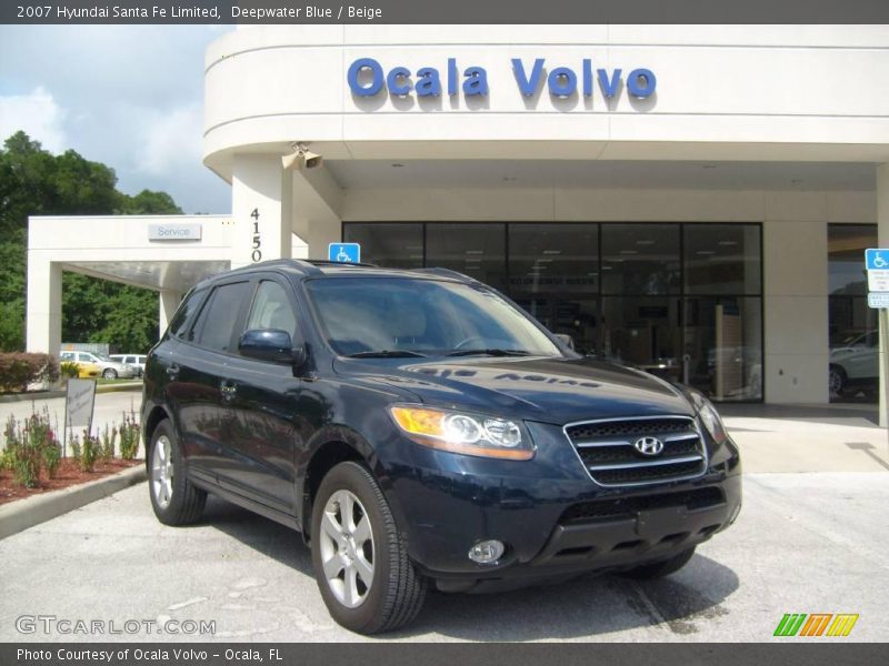 Deepwater Blue / Beige 2007 Hyundai Santa Fe Limited