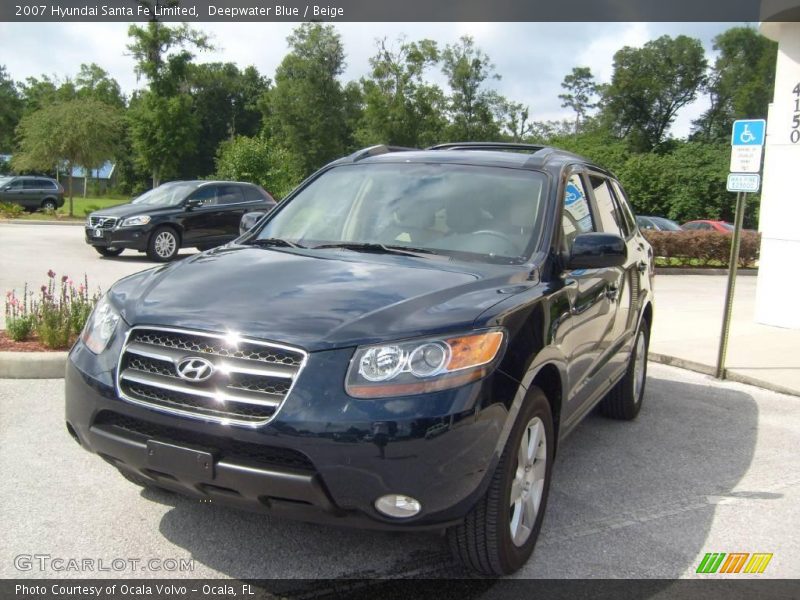 Deepwater Blue / Beige 2007 Hyundai Santa Fe Limited