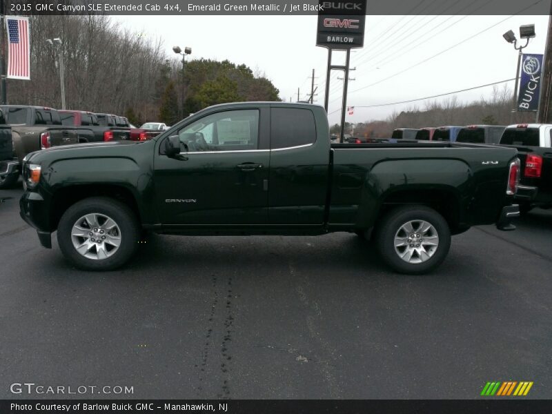 Emerald Green Metallic / Jet Black 2015 GMC Canyon SLE Extended Cab 4x4